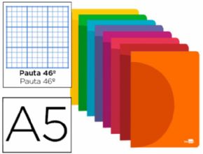 Libreta liderpapel 360 tapa de plastico a5 48 hojas 90g/m2 rayado n 46 colores surtidos.